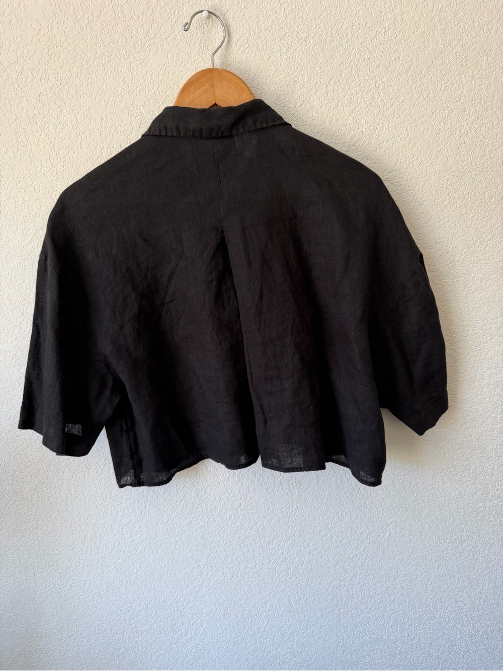 H&M Black Linen Short-Sleeve Button Shirt - Picture 5 of 6